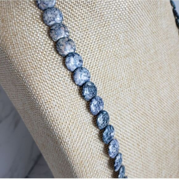 VINTAGE Blue-Green Agate DISC BEADED NECKLACE - Picture 3 of 5